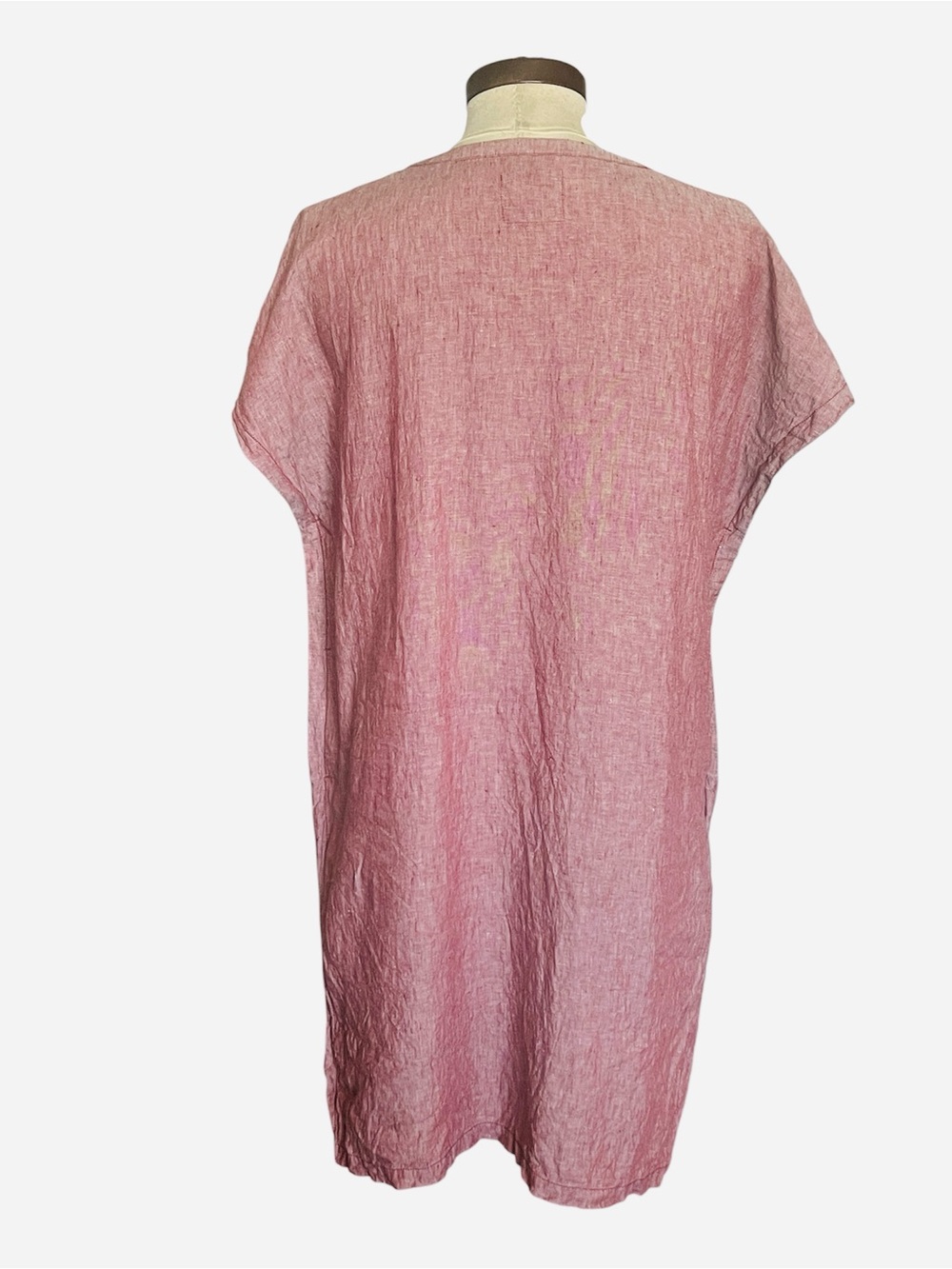Poetry 100% Linen Tunic Dress Dusty Rose SZ 12/14 V-Neck Summer Vacay Minimalist - Picture 2 of 8